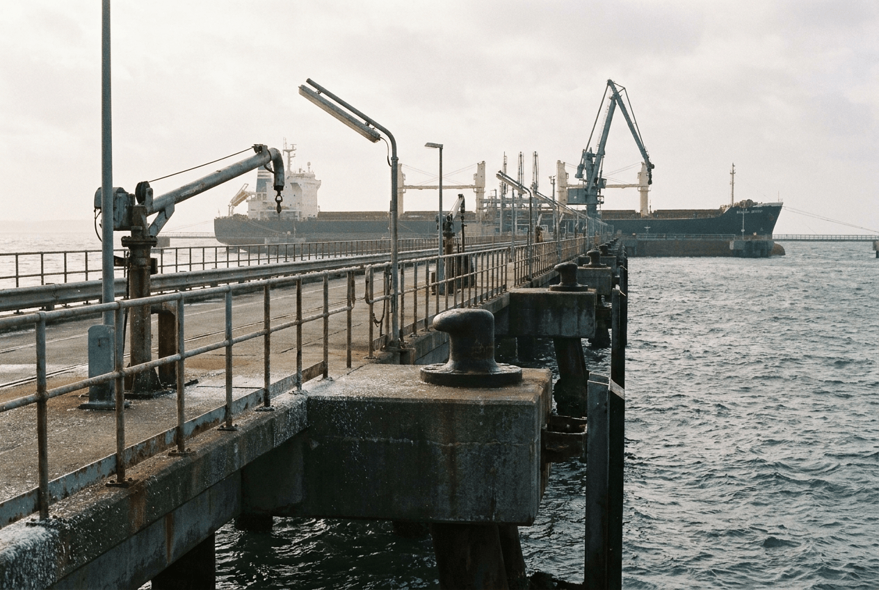 Coastal jetty structure fitted with corrosion-free FRP gratings
