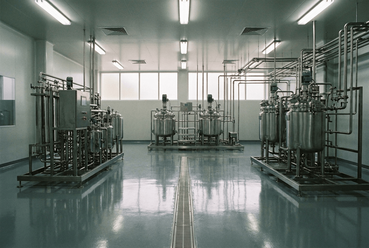 Pharmaceutical clean utility corridor with FRP cable tray routing